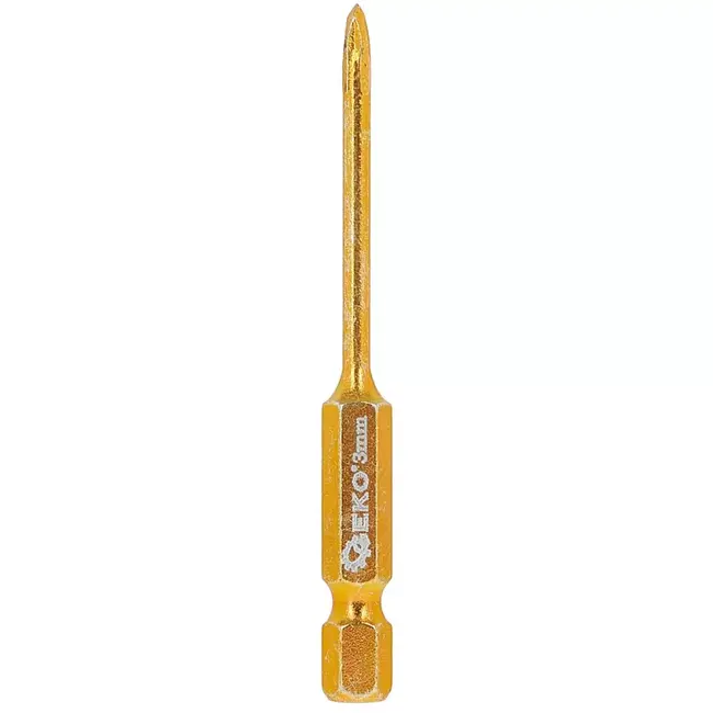 GEKO Glas- en tegelboor - hardmetaal - 4 snijkanten, zeskantschacht - 3 mm - zilverkleurig - voor glas, keramiek, porselein en tegels, splintervrij boren