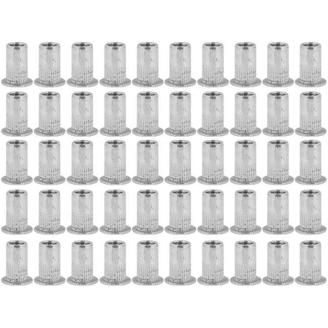 GEKO blindklinkmoeren - aluminium - geribbeld, platte kraag, M4 - zilverkleurig - 50 stuks - voor sterke schroefdraad in plaatwerk en profielen 0,5–2,0 mm