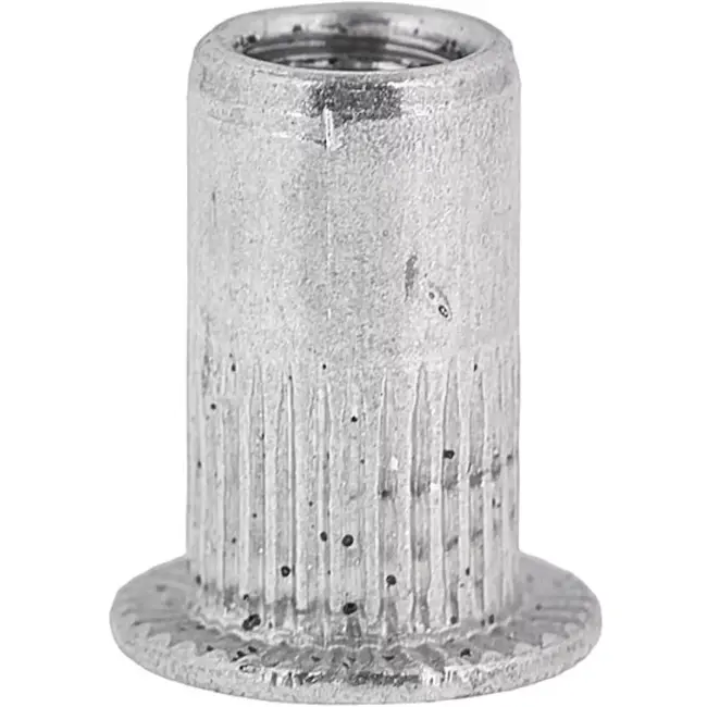 GEKO blindklinkmoeren - aluminium - geribbeld, platte kraag, M4 - zilverkleurig - 50 stuks - voor sterke schroefdraad in plaatwerk en profielen 0,5–2,0 mm