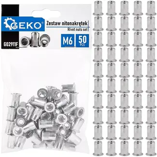 GEKO Blindklinkmoeren - aluminium - met platte kraag, M6 voor 1,0-3,0 mm - aluminiumkleurig - 50 stuks - draadverbinding in plaatwerk en profielen
