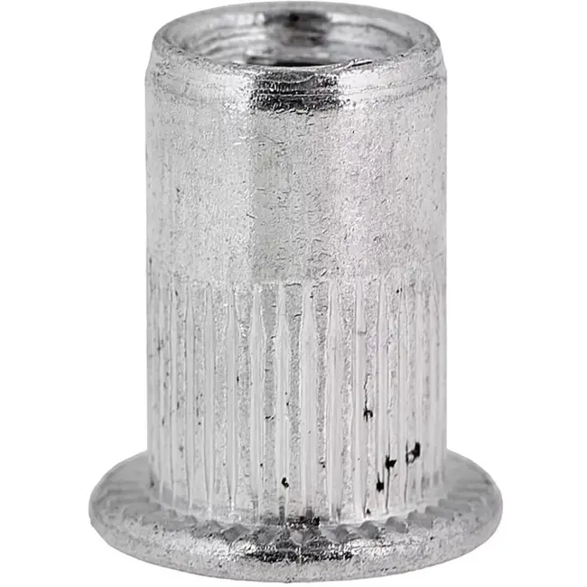 GEKO Blindklinkmoeren - aluminium - met platte kraag, M6 voor 1,0-3,0 mm - aluminiumkleurig - 50 stuks - draadverbinding in plaatwerk en profielen