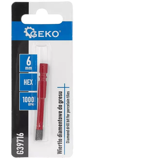 GEKO Diamant tegelboor - staal met diamantcoating - 6 mm - zeskantschacht, droog boren met wasvulling - metaalkleur - voor gres en keramische tegels