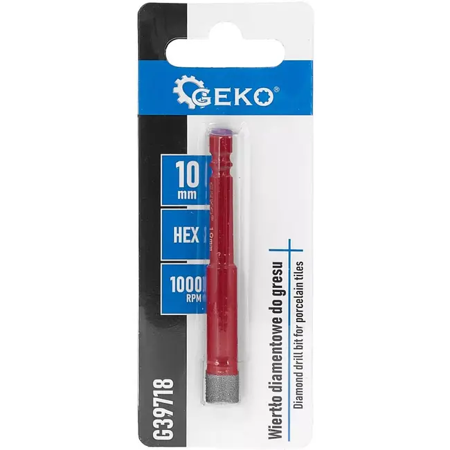 GEKO diamant tegelboor 10 mm - zeskantopname 6,35 mm - droog boren met wasvulling, diamantlaag 10 mm - zilver - voor gres, keramische tegels en natuursteen