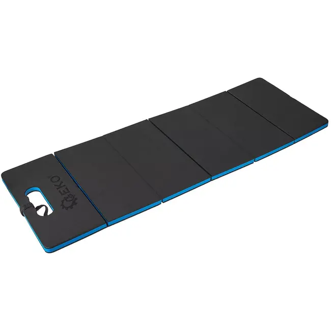 GEKO monteursmat opvouwbaar - EVA-schuim - knie- en ligondersteuning, olie- en vochtbestendig - 116x40x2,3 cm - zwart/blauw - voor auto-onderhoud