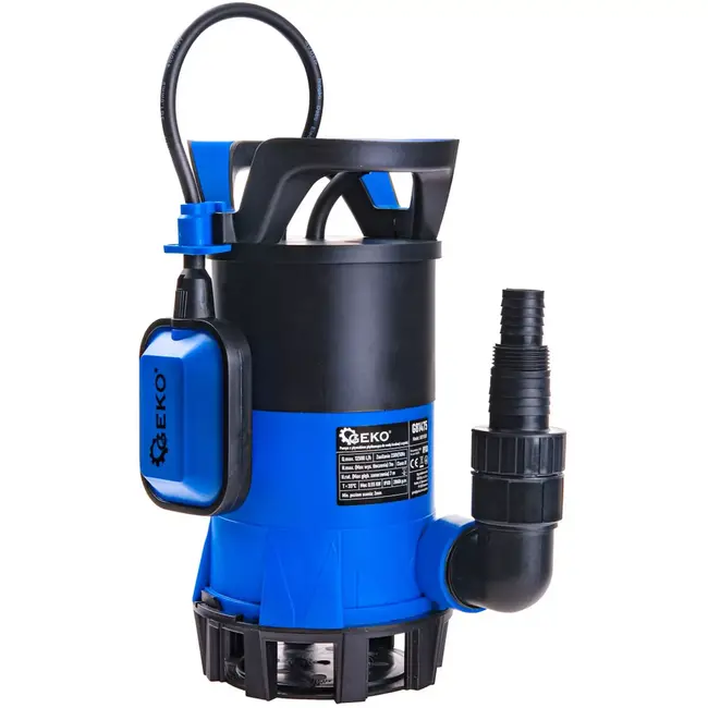 GEKO Dompelpomp - kunststof - vlakzuigend met vlotter - 0,2 cm restwater - 25/32/40 mm aansluitingen - 12.500 l/uur - 2 zuigkorven - schoon en vuil water