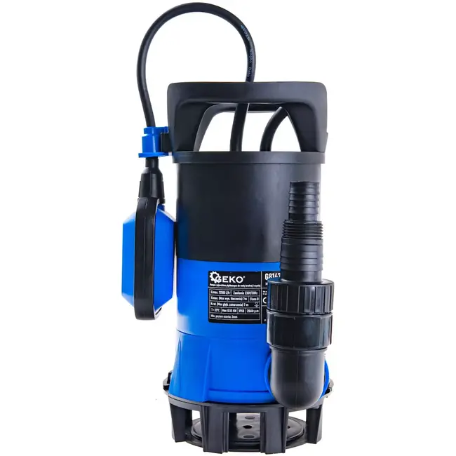 GEKO Dompelpomp - kunststof - vlakzuigend met vlotter - 0,2 cm restwater - 25/32/40 mm aansluitingen - 12.500 l/uur - 2 zuigkorven - schoon en vuil water