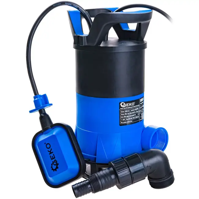 GEKO Dompelpomp - kunststof - vlakzuigend met vlotter - 0,2 cm restwater - 25/32/40 mm aansluitingen - 12.500 l/uur - 2 zuigkorven - schoon en vuil water