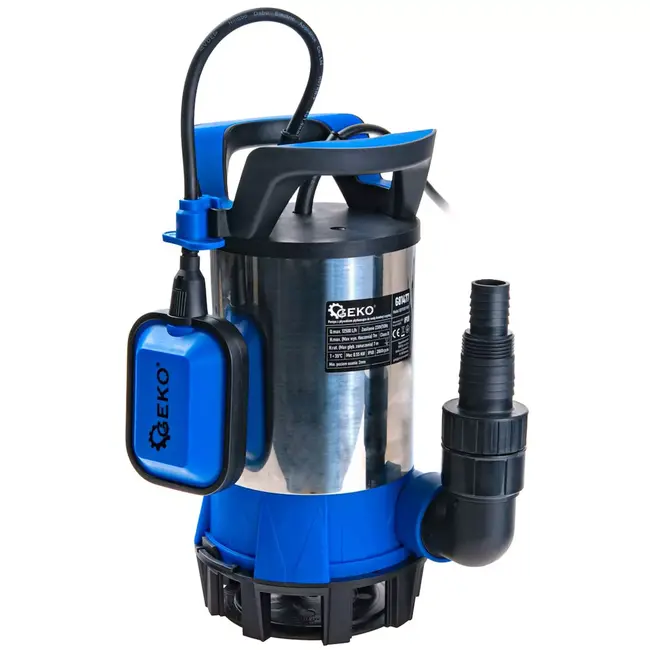 GEKO dompelpomp - kunststof - vlakzuigend tot 2 mm met vlotterschakelaar - 12500 l/uur, 7 m opvoerhoogte, 550 W - zwart - voor schoon en vuil water