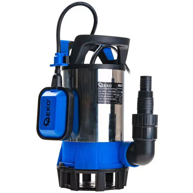 GEKO dompelpomp - kunststof - vlakzuigend tot 2 mm met vlotterschakelaar - 12500 l/uur, 7 m opvoerhoogte, 550 W - zwart - voor schoon en vuil water