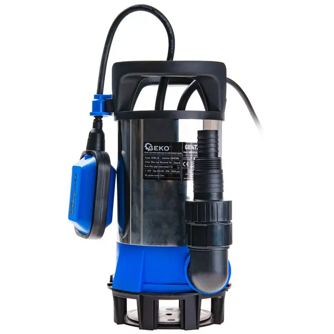 GEKO dompelpomp - kunststof - vlakzuigend tot 2 mm met vlotterschakelaar - 12500 l/uur, 7 m opvoerhoogte, 550 W - zwart - voor schoon en vuil water