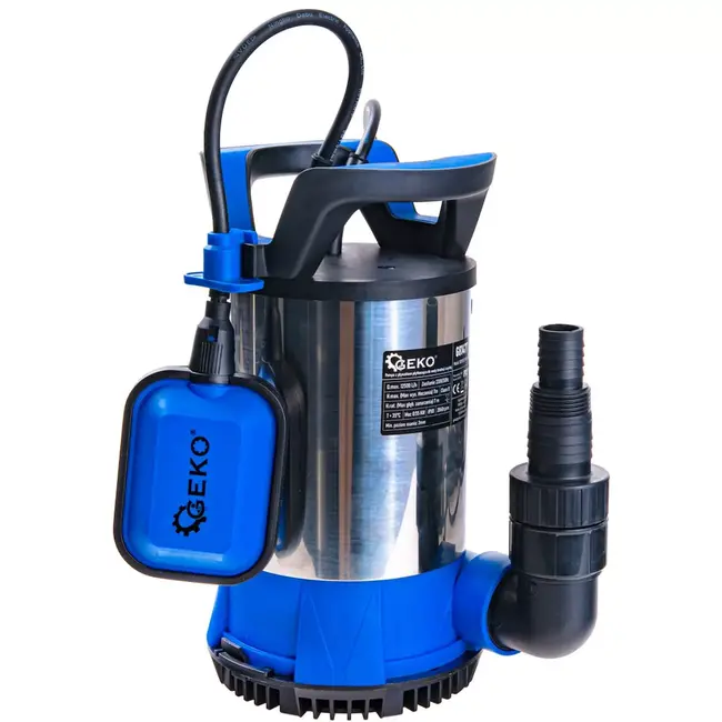 GEKO dompelpomp - kunststof - vlakzuigend tot 2 mm met vlotterschakelaar - 12500 l/uur, 7 m opvoerhoogte, 550 W - zwart - voor schoon en vuil water