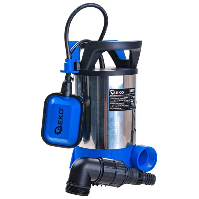 GEKO dompelpomp - kunststof - vlakzuigend tot 2 mm met vlotterschakelaar - 12500 l/uur, 7 m opvoerhoogte, 550 W - zwart - voor schoon en vuil water