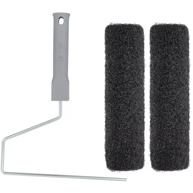 GEKO Stukadoorsroller met handgreep - synthetische vezels - 25 x 7 cm - wit - beugel 6 mm - set 2-delig - voor aanbrengen van gipspleister en egalisatiemassa