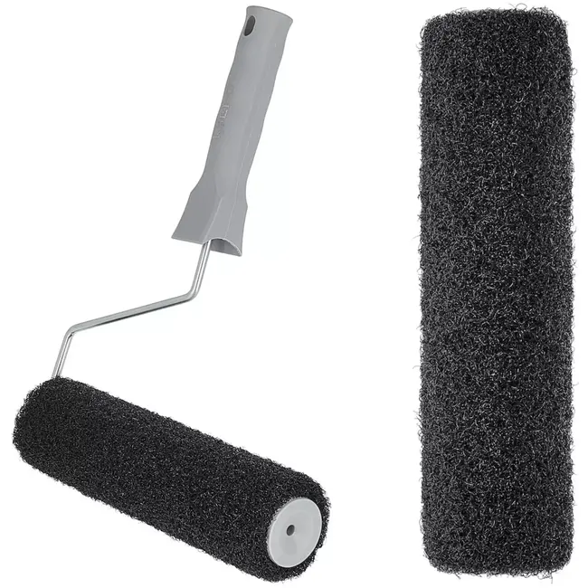 GEKO Stukadoorsroller met handgreep - synthetische vezels - 25 x 7 cm - wit - beugel 6 mm - set 2-delig - voor aanbrengen van gipspleister en egalisatiemassa