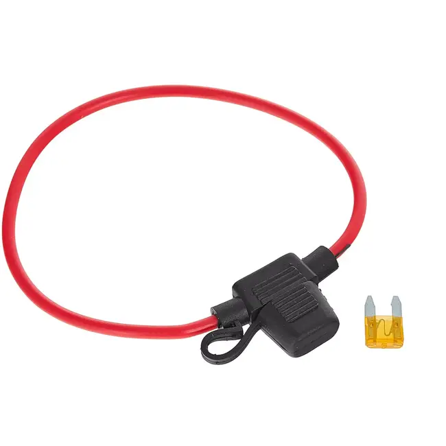 GEKO Kabelzekeringhouder - kunststof met rubber kap - kabel 3,3 mm², 25 A max, 5 A steekzekering - zwart - voor kortsluitingsbeveiliging 12/24 V auto, motor en boot