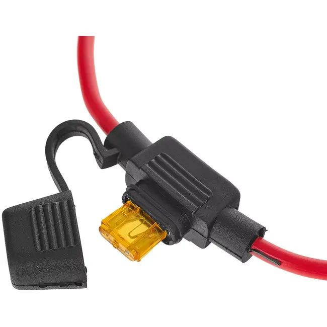 GEKO Kabelzekeringhouder - kunststof met rubber kap - kabel 3,3 mm², 25 A max, 5 A steekzekering - zwart - voor kortsluitingsbeveiliging 12/24 V auto, motor en boot
