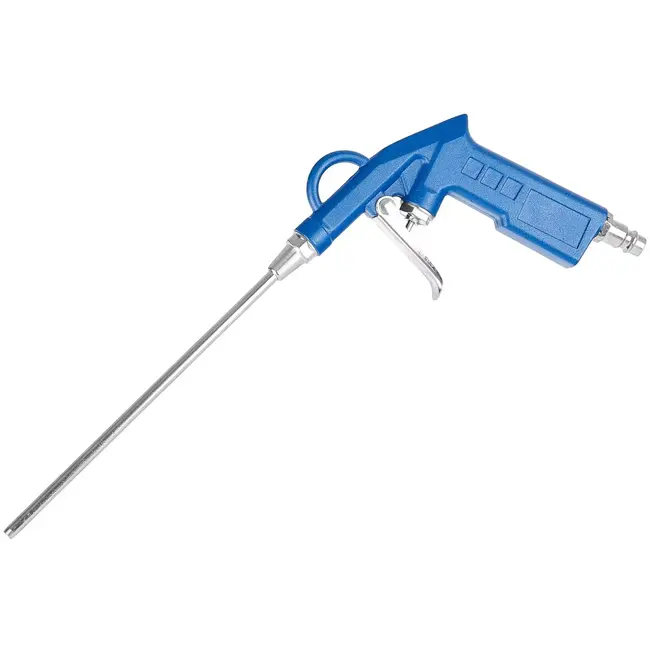 GEKO Perslucht blaaspistool - metaal en kunststof - lange spuitmond 20 cm + korte - 2 spuitmonden - aansluiting 6,3 mm - tot 8 bar - werkplaats en garage