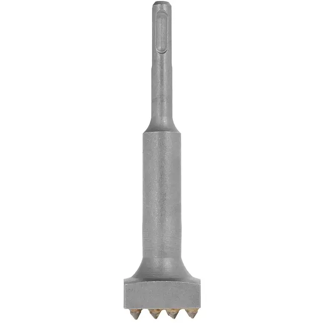 GEKO bouchardeerbeitel sds-plus - staallegering 40Cr, gehard 50 HRC - ruwen en antislipstructuur - 140 mm lengte, kop 32 x 32 mm - grijs - voor beton, natuursteen