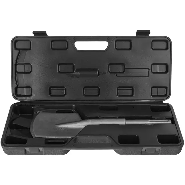 GEKO vlakbeitel SDS-max – legerstaal 40Cr – 110 mm breed, 410 mm lang – staalkleur – voor sloopwerk in beton, metselwerk en asfalt, met koffer