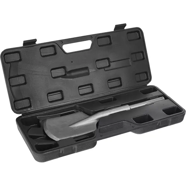 GEKO vlakbeitel SDS-max – legerstaal 40Cr – 110 mm breed, 410 mm lang – staalkleur – voor sloopwerk in beton, metselwerk en asfalt, met koffer