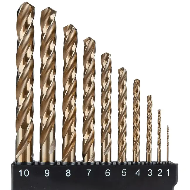 Tvardy metaalborenset – HSS M35 kobaltstaal – spiraalboren met cilindrische schacht 1–10 mm – metaalkleurig – 10 stuks – voor staal, rvs en harde metalen