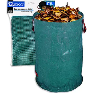 GEKO Tuinafvalzak - polypropyleen - zelfstaand en opvouwbaar met 4 handgrepen - 70 cm hoog, diameter 60 cm - groen - 272 liter - voor bladeren en gras