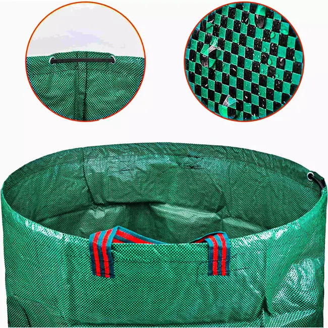 GEKO Tuinafvalzak - polypropyleen - zelfstaand en opvouwbaar met 4 handgrepen - 70 cm hoog, diameter 60 cm - groen - 272 liter - voor bladeren en gras