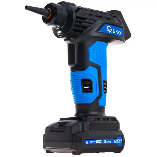 GEKO Accu luchtcompressor 12V - kunststof en metaal - digitaal display, tot 10,3 bar - 21 x 15 x 8 cm - zwart - voor auto-, motor- en fietsbanden en ballen