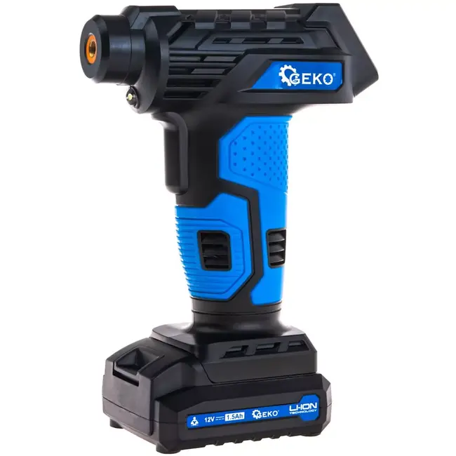 GEKO Accu luchtcompressor 12V - kunststof en metaal - digitaal display, tot 10,3 bar - 21 x 15 x 8 cm - zwart - voor auto-, motor- en fietsbanden en ballen