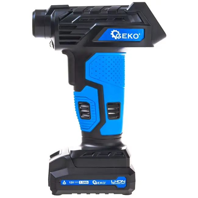 GEKO Accu luchtcompressor 12V - kunststof en metaal - digitaal display, tot 10,3 bar - 21 x 15 x 8 cm - zwart - voor auto-, motor- en fietsbanden en ballen