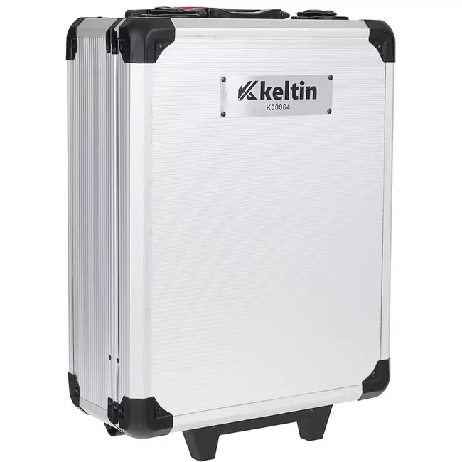 Keltin gereedschapskoffer op wielen - aluminium - met telescoopgreep - sleutels 8–17 mm en doppen 4–21 mm - aluminiumkleur - 187-delig - huis, auto en werkplaats