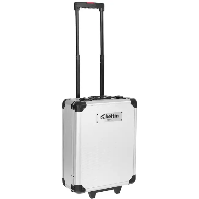 Keltin gereedschapskoffer op wielen - aluminium - met telescoopgreep - sleutels 8–17 mm en doppen 4–21 mm - aluminiumkleur - 187-delig - huis, auto en werkplaats
