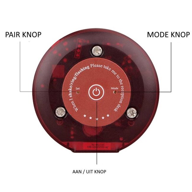 Retekess gastenoproeper onderzetter - polycarbonaat - draadloos, tril, licht en geluid - 7,1 x 6,8 x 1,3 cm - zwart - horeca