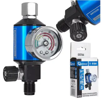 GEKO Drukregelaar met manometer 0-10 bar 1/4 inch aansluiting met filter voor perslucht en spuitpistolen
