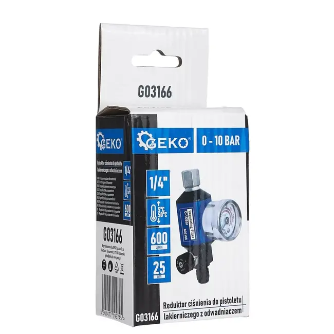 GEKO Drukregelaar met manometer 0-10 bar 1/4 inch aansluiting met filter voor perslucht en spuitpistolen