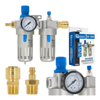 GEKO Filter regelaar olievernevelaar voor compressor 1/2 inch met manometer en drukinstelling 0,5-9 bar