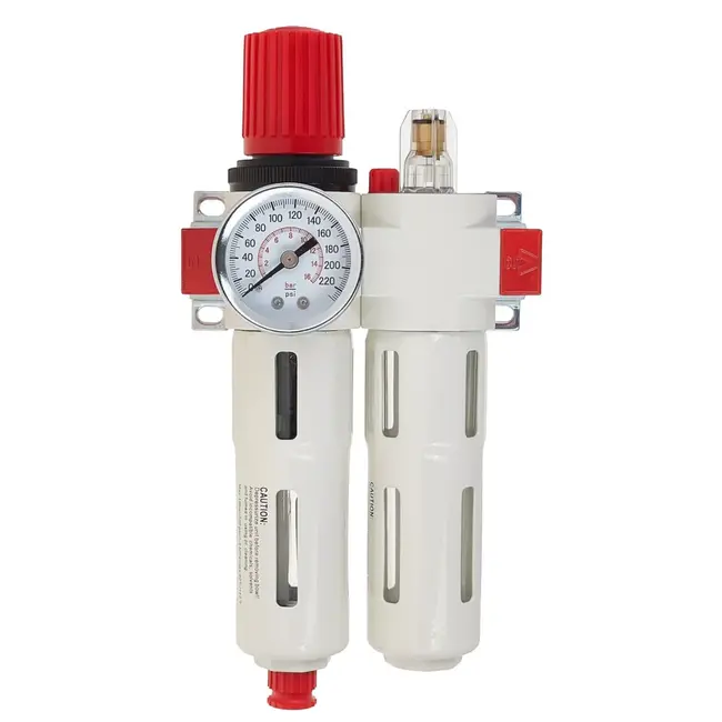 Tvardy Filter regelaar olievernevelaar 1/4 inch met manometer drukbereik 0-12 bar en montagemateriaal