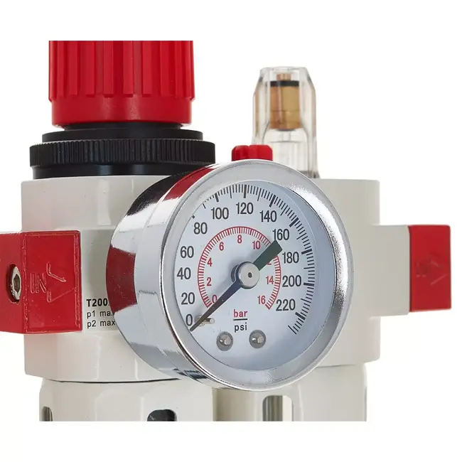 Tvardy Filter regelaar olievernevelaar 1/4 inch met manometer drukbereik 0-12 bar en montagemateriaal
