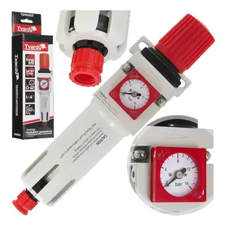 Tvardy Filter en drukregelaar 1/4 inch met manometer en drukinstelling 0-12 bar voor compressor