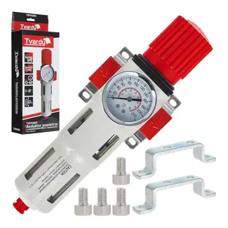 Tvardy Filter regelaar met vochtafscheider 1/2 inch tot 12 bar met manometer en hoge doorstroomcapaciteit