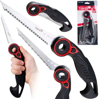 Tvardy Opvouwbare zaag 150 mm SK5 staal met verstelbaar blad en ergonomisch antislip handvat