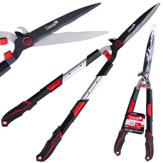 Tvardy Telescopische heggenschaar 735–865 mm met golfsnede PTFE messen en ergonomische handgrepen