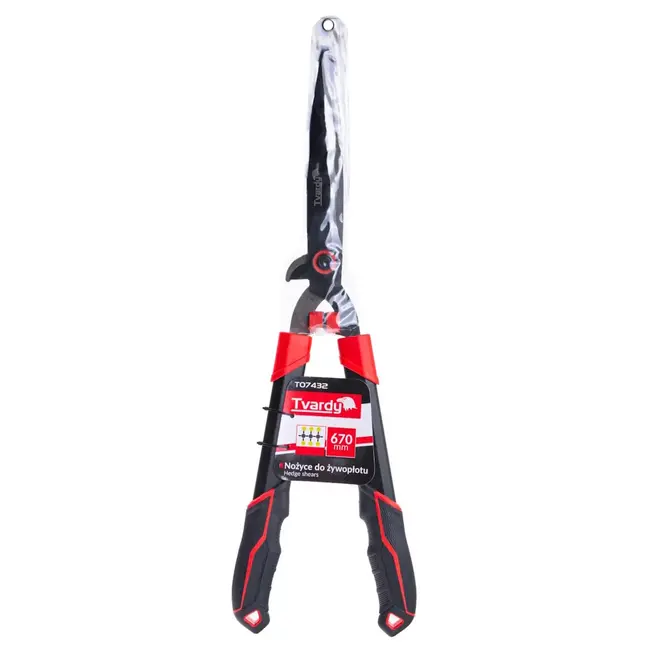 Tvardy Heggenschaar 670 mm met golfsnede PTFE messen en ergonomische handgrepen
