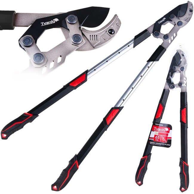 Tvardy Telescoop takkenschaar 730-970 mm met ratel en aambeeldmes 65Mn staal PTFE-coating ergonomisch