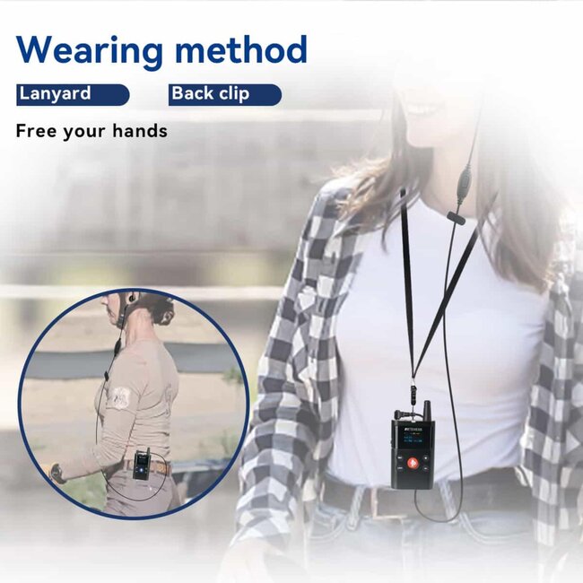 Retekess Draadloze rondleidingszender hoofdzender - 12 kanalen, 250 meter bereik, zwart, dempknop, tot 70 uur