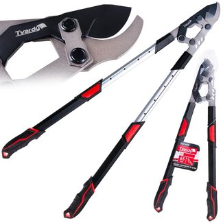 Tvardy Telescoop takkenschaar 730-970 mm met ratel en bypass messen 65Mn staal PTFE-coating ergonomisch