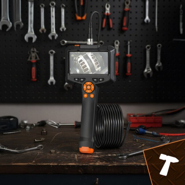 Bigstren Endoscoop inspectiecamera 5 meter met LED verlichting display en accessoires voor leidingen en motoren