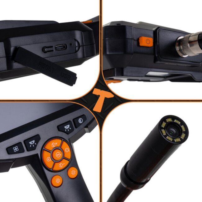 Bigstren Endoscoop inspectiecamera 5 meter met LED verlichting display en accessoires voor leidingen en motoren