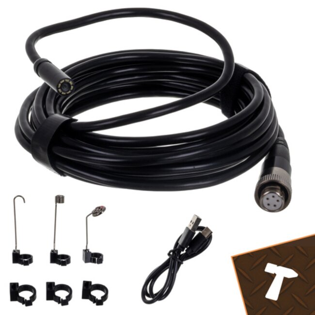 Bigstren Endoscoop inspectiecamera 5 meter met LED verlichting display en accessoires voor leidingen en motoren