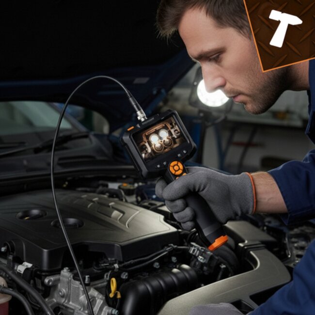 Bigstren Endoscoop inspectiecamera 5 meter met LED verlichting display en accessoires voor leidingen en motoren